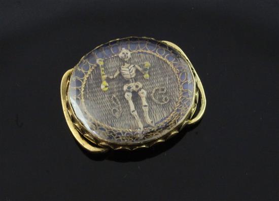 A late 17th century gold mounted stuart crystal mourning slide, 0,75in.